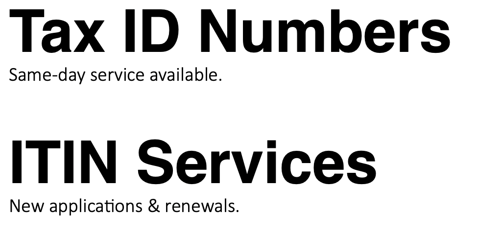 Tax ID Numbers and ITIN Services graphic